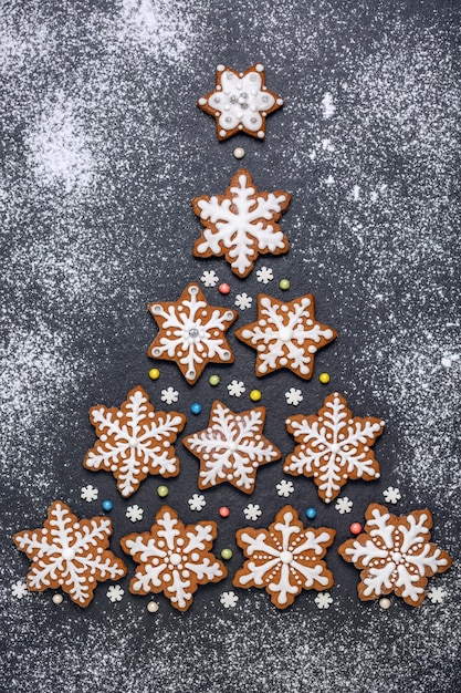 Christmas tree from homemade gingerbread cookies