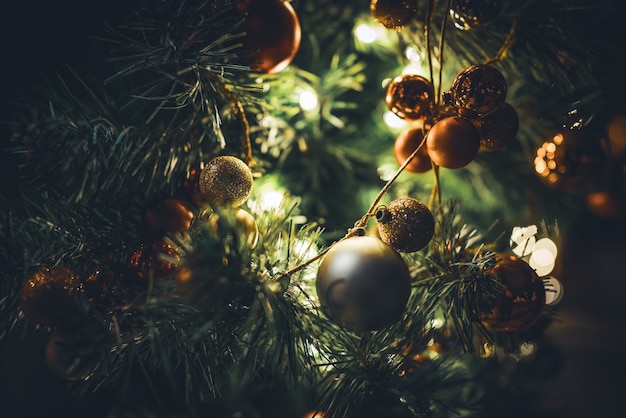 Christmas tree garland with baubles