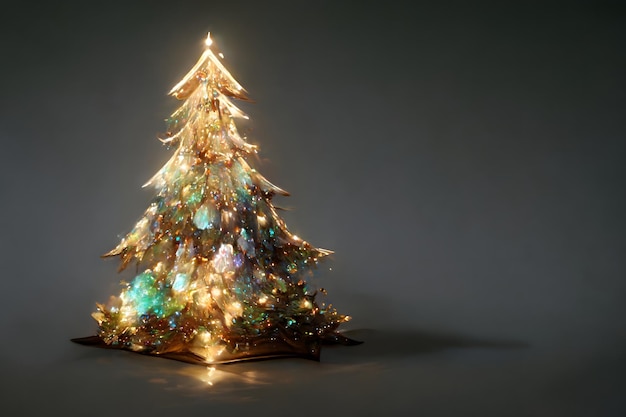 Christmas tree on gray backgound neural network generated art