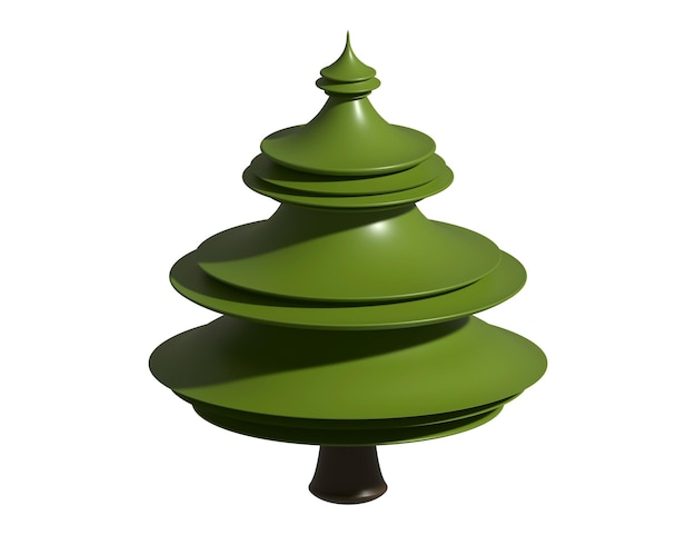 Christmas tree holiday decoration 3D rendering abstract fir for new year celebration