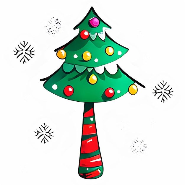 Christmas tree illustration design with decorations