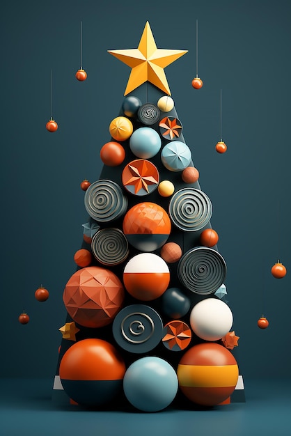 A christmas tree made of balls and a letter " g " on it.