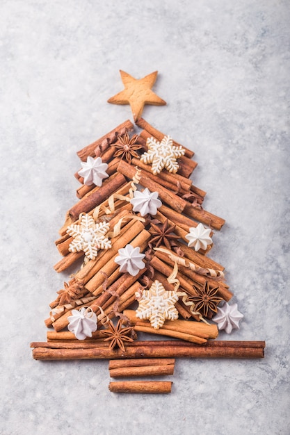 Christmas tree made of cinnamon sticks