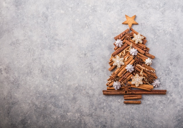 Christmas tree made of cinnamon sticks