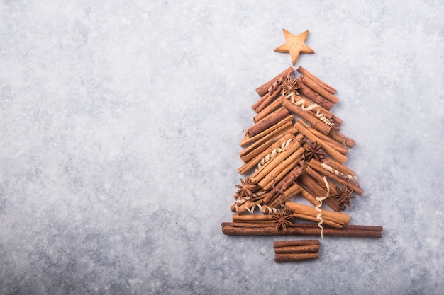 Christmas tree made of cinnamon sticks