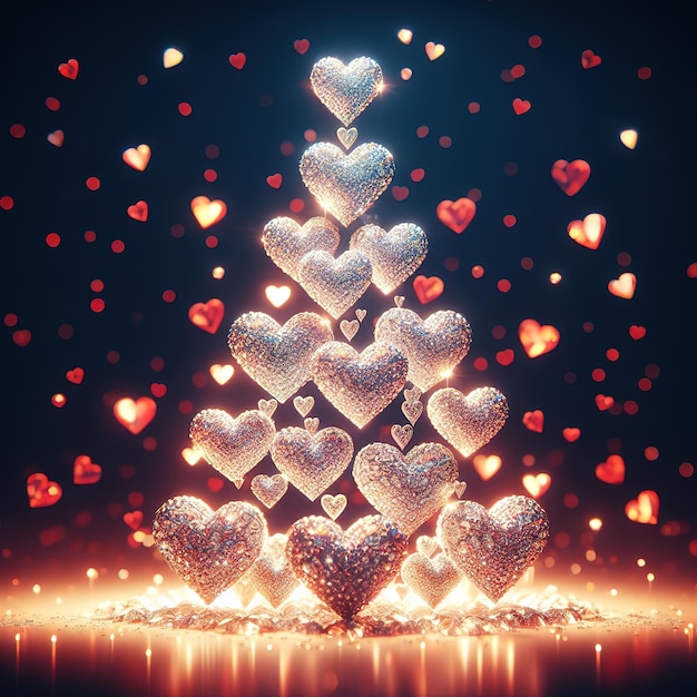 Christmas tree made from 3D hearts by Ai generated