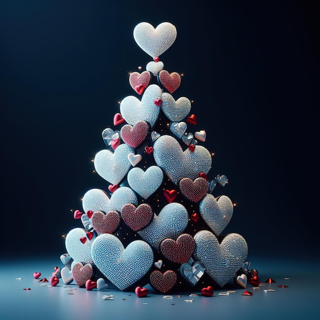 Christmas tree made from 3D hearts by Ai generated