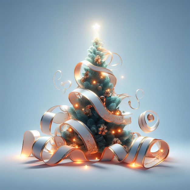 Christmas tree made from ribbons by Ai generated