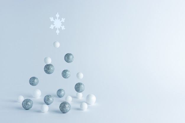 Christmas tree made of silver and white decoration