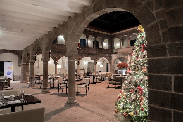 Christmas tree photographs in a luxury hotel.