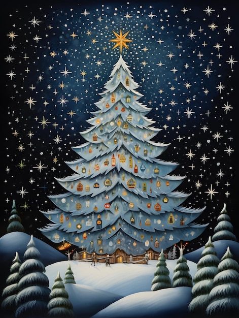 Christmas tree poster card background design new years illustration