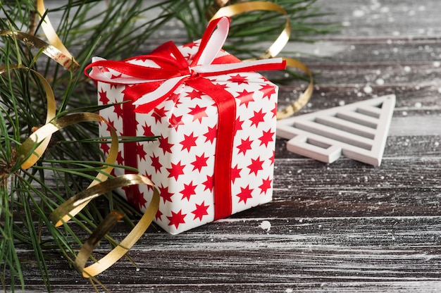 Christmas tree and red gift box