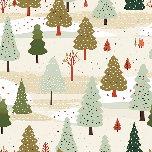 Christmas tree seamless pattern tileable winter holiday country forest print for wallpaper green wrapping paper scrapbook fabric and product design idea