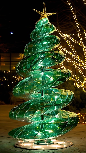 Christmas Tree Shaped by a Winding Green Ribbon