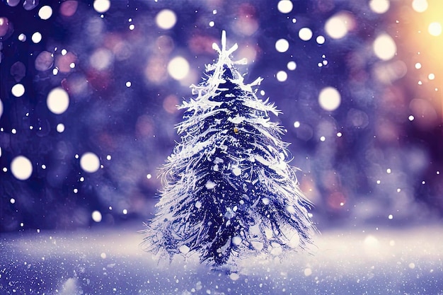 Christmas tree snow background