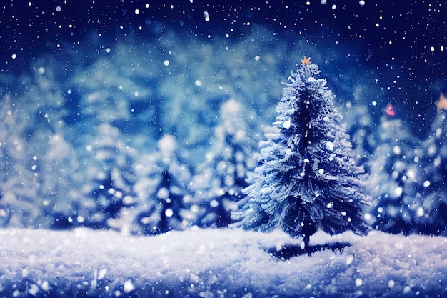 Christmas tree snow background