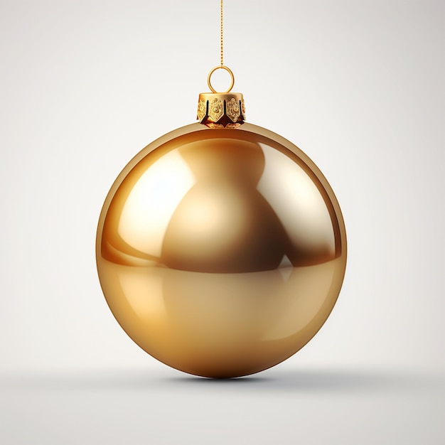 Christmas tree toy Golden ball isolated on white background Realistic vector illustration Design