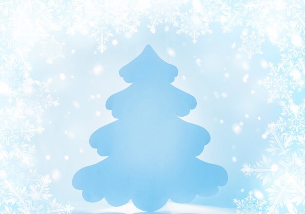 Christmas tree in winter. greeting card