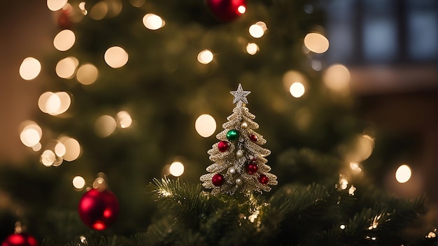 Christmas tree with bokeh background Christmas and New Year holidays concept