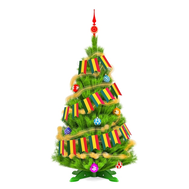 Christmas tree with Bolivian Xmas pennant flags 3D rendering