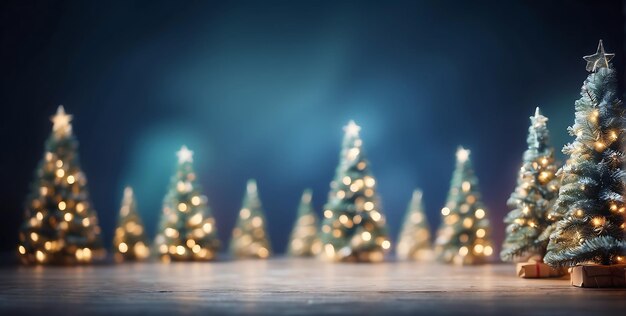 Christmas tree with lights bokeh background vintage color tone