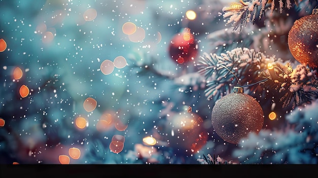 Photo a christmas tree with a red ball and a blue background