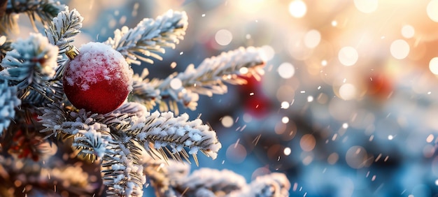 a christmas tree with snowflakes and a red ball on it