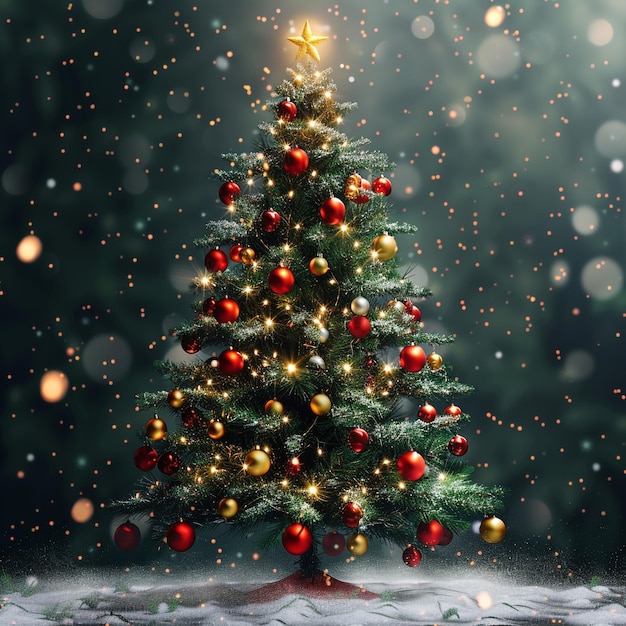 Christmas tree with winter background