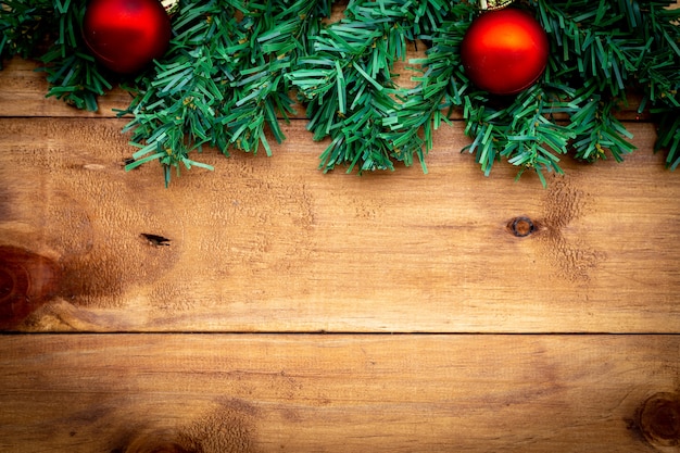 Christmas tree on wood background