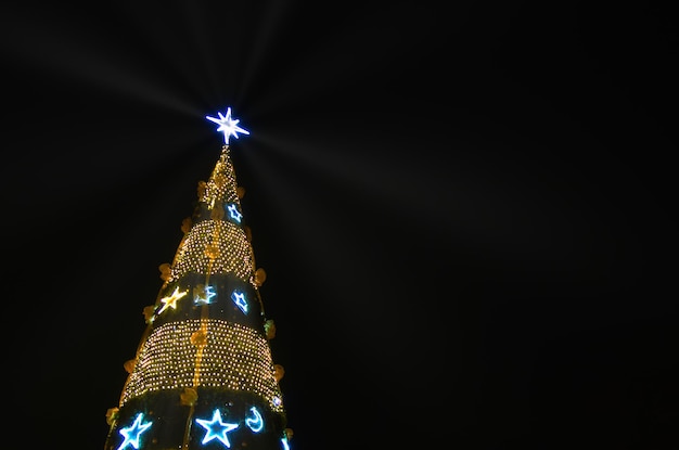 Christmas treeshaped sparklers on black background