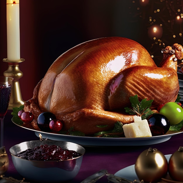 Christmas turkey. Traditional festive food for Christmas or Thanksgiving