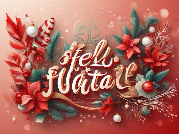 Christmas vector template Feliz Natal lettering Xmas red illustration