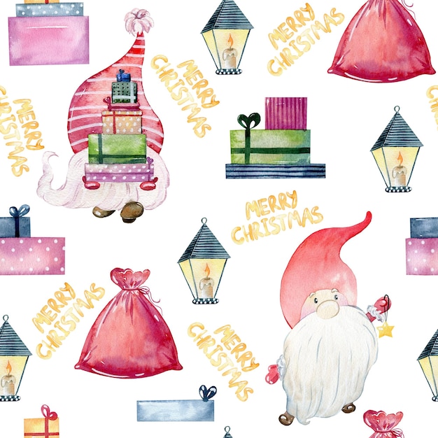 Christmas watercolor gnomes