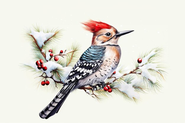 Christmas winter bird Holiday card