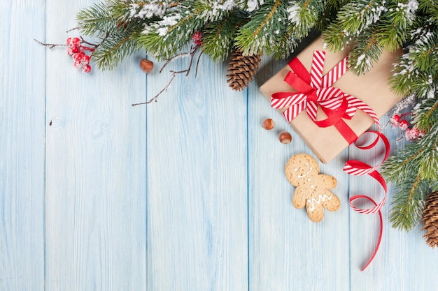 Christmas wooden background