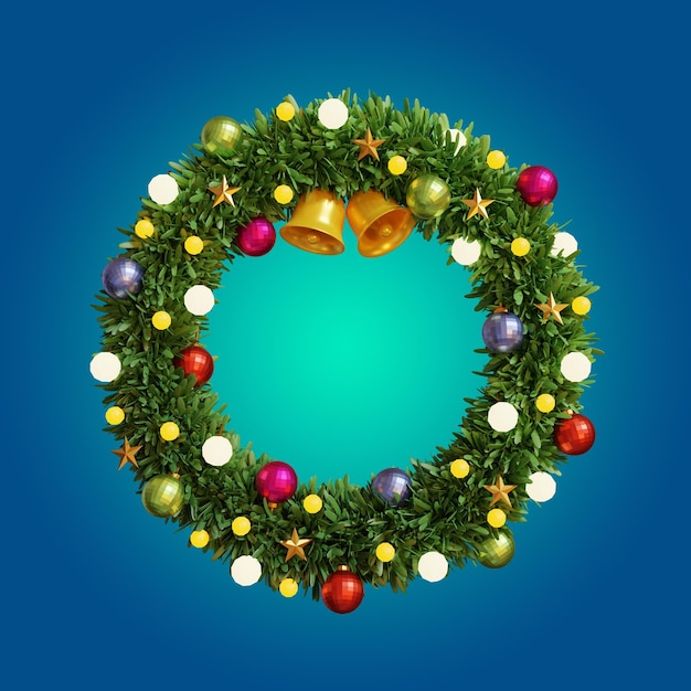 Christmas wreath decoration 3D rendering