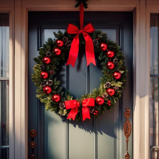 christmas wreath on door