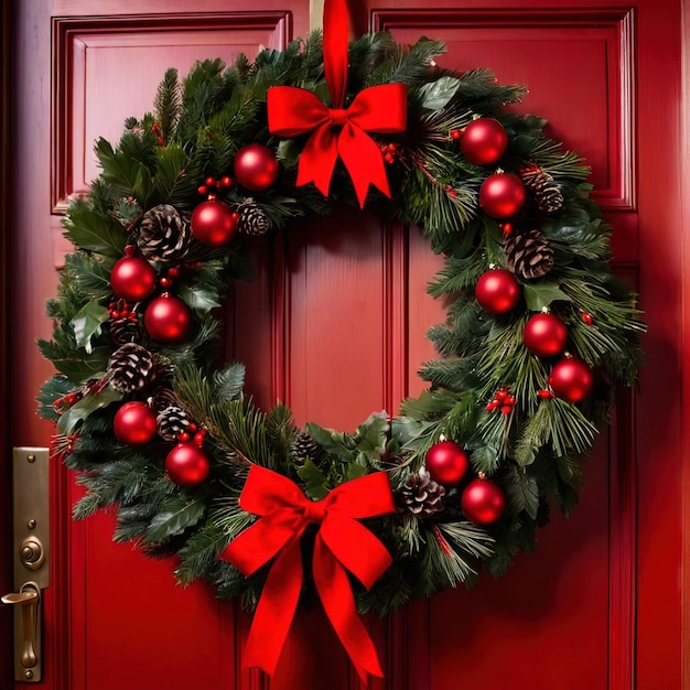 christmas wreath on door