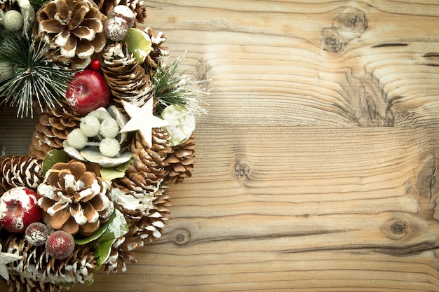 Christmas wreath formed by natural elements