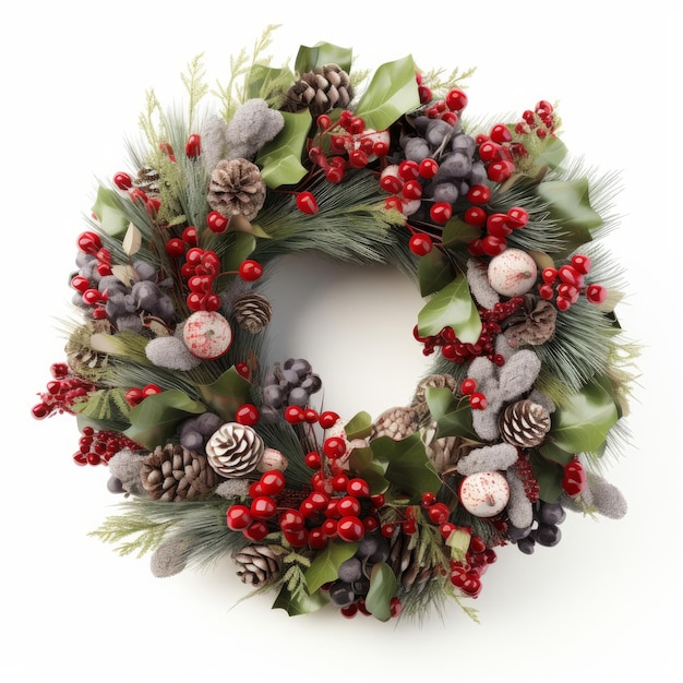 Christmas wreath isolated Illustration AI GenerativexA