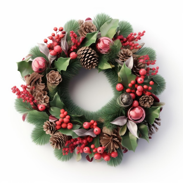 Christmas wreath isolated Illustration AI GenerativexA