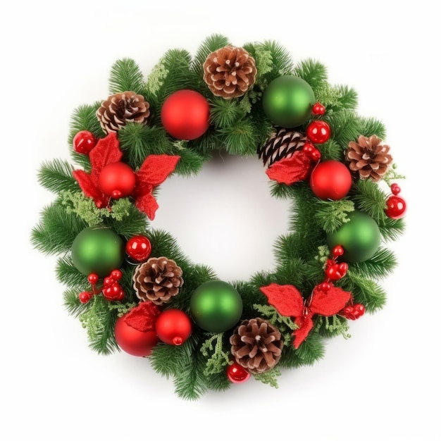 Christmas wreath isolated Illustration AI GenerativexA