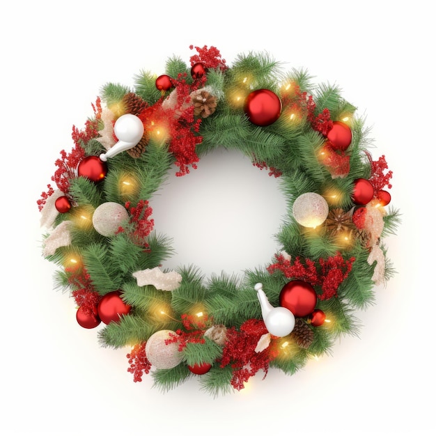 Christmas wreath isolated Illustration AI GenerativexA