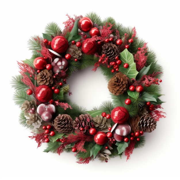 Christmas wreath isolated Illustration AI GenerativexA