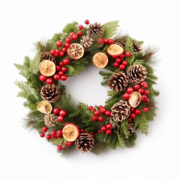 Christmas wreath isolated Illustration AI GenerativexA