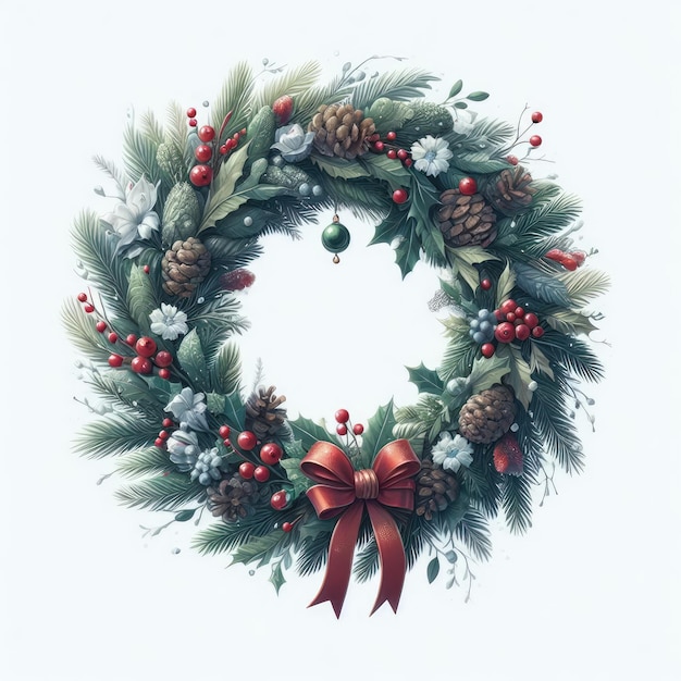 christmas wreath isolated on white