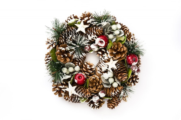 Christmas wreath isolated on white