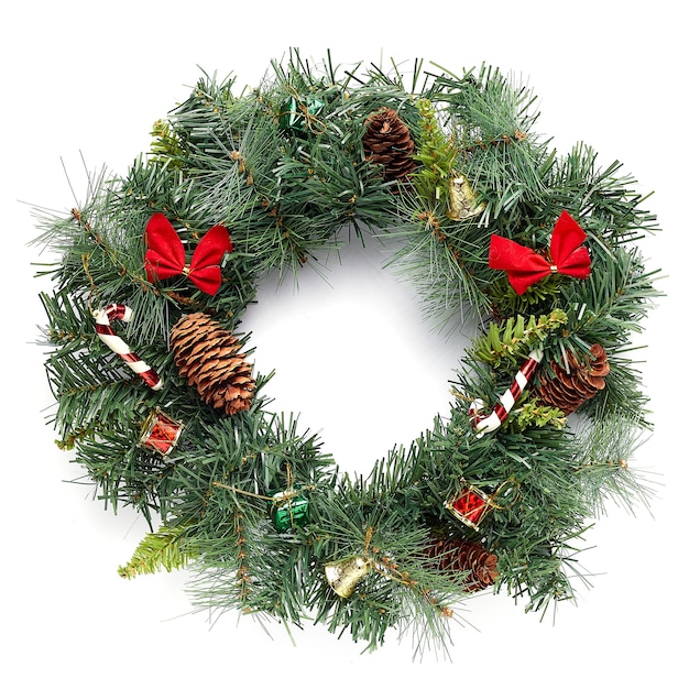 Christmas wreath isolated on white