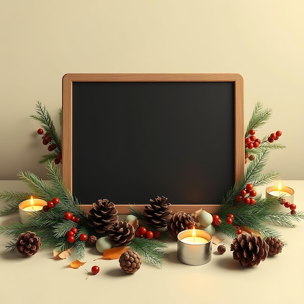 a christmas wreath with a christmas tree and a wreath on the table