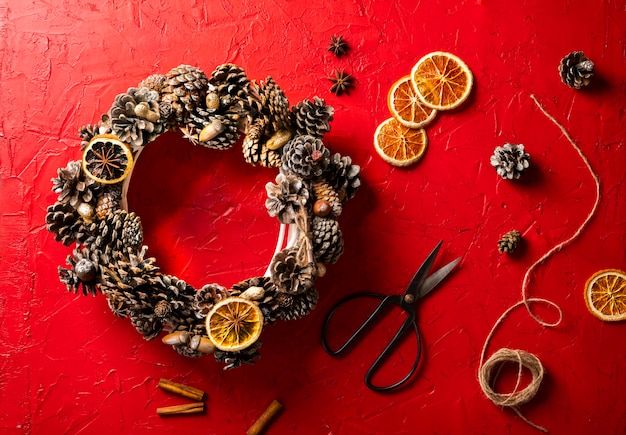 Christmas wreath with decorations